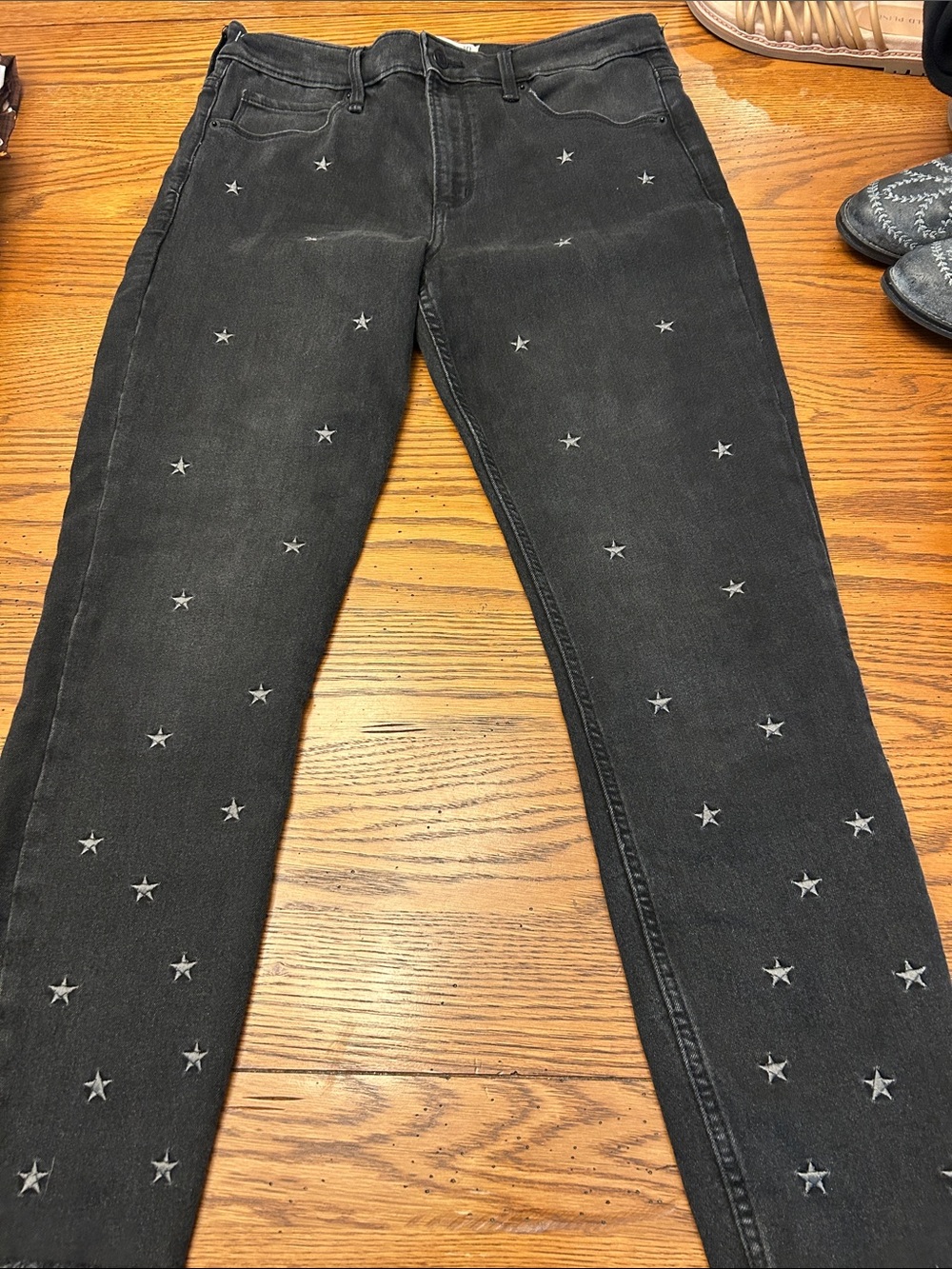 Abercrombie & Fitch Black Skinny Jeans with Star Embroidery